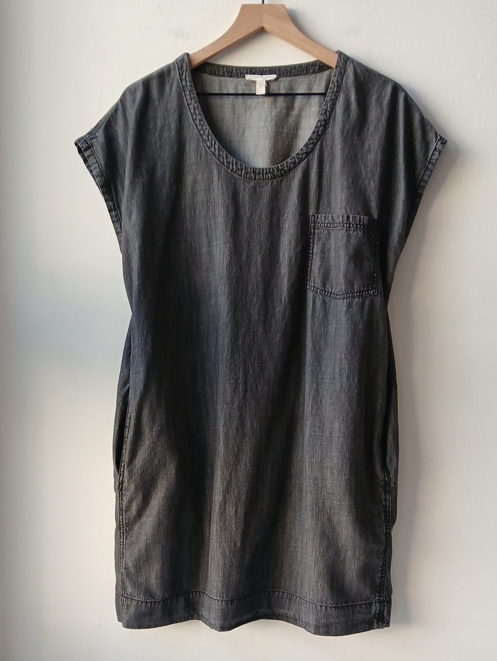 Eileen Fisher Organic Cotton Tencel Shift Dress Gray Women's Medium